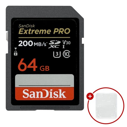 샌디스크 익스트림 프로 SD메모리카드 Extreme PRO UHS-I SDXX + SD카드 케이스, 1개, 64GB