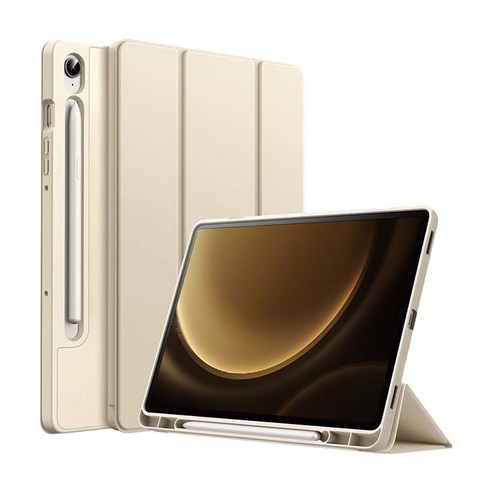 갤럭시탭S9 FE 플러스 울트라 커버 S펜수납 케이스 SM-X510N X516N X610N X616N X710N X716N X810N X816N X910N X916N 케이스나라, 베이지