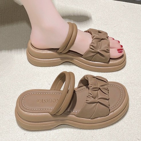 Modern Fashion 여성 경량 캐주얼 샌들 통굽 밴딩 슬리퍼