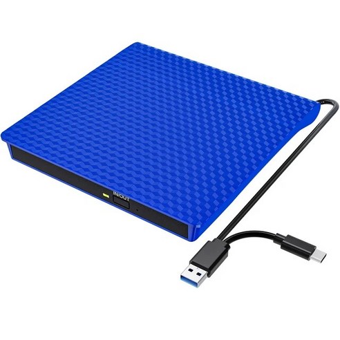 외장CD롬 노트북 데스크탑 PC용 외장 DVD 드라이브 USB 3.0 휴대용 CD 버너 광학 DVD/CD /-RW, 02 Blue Drive