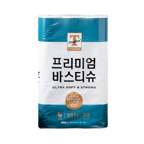 티 스탠다드 프리미엄 바스티슈 3겹 화장지 38m, 30롤, 1개