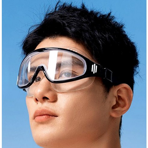 361도 아쿠아 고글 와이드 뷰 수경 수영 물안경, 블랙, 1개