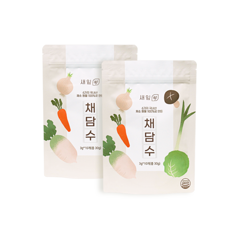 새잎 채담수 이유식 아기 육수 채수티백 10개입, 2개, 30g
