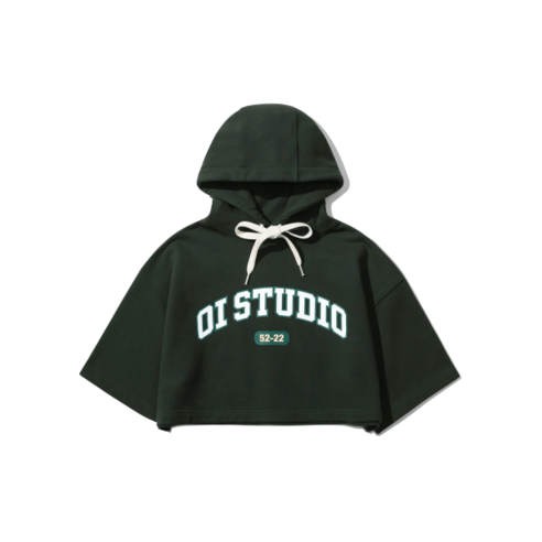 OIOI COLLECTION ARCH LOGO CROP HOODIE KHAKI