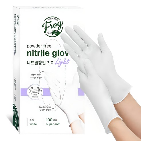 프로그 니트릴장갑 3.0, 화이트, 소(S), 1개