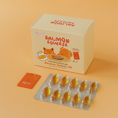 스푼풀 미국 직수입 천연 연어 오일 2200mg 강아지 고양이 오메가-3 영양제, 6개, 오메가3, 10정