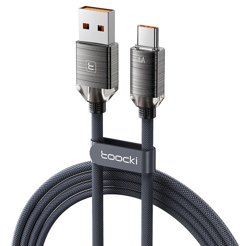 Toocki 아연합금 USB A-C타입 고속 충전케이블, 4개, 2m, 블랙