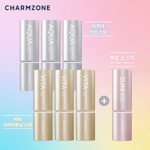 참존 에어리핏스틱 멀티패키지 (주름스틱3 + 미백스틱3 + 톤업선스틱 1), 단일속성