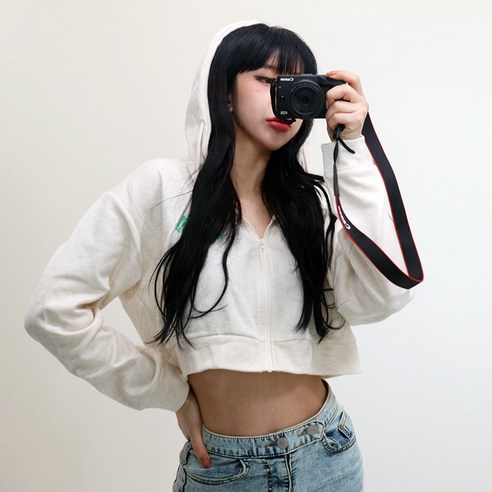 VANANA2 여자 간절기 데일리 무지 레터링 크롭 후드 집업
