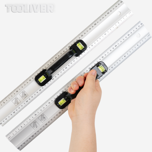 알루미늄자 직자 전기기능사자 타일 시공 손잡이자, 2개, 50cm