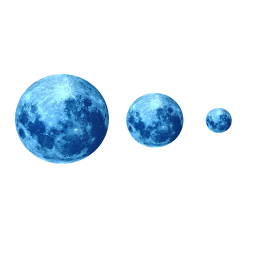 로이윙 Moon 달 인테리어 야광 형광 데코 스티커, 블루문