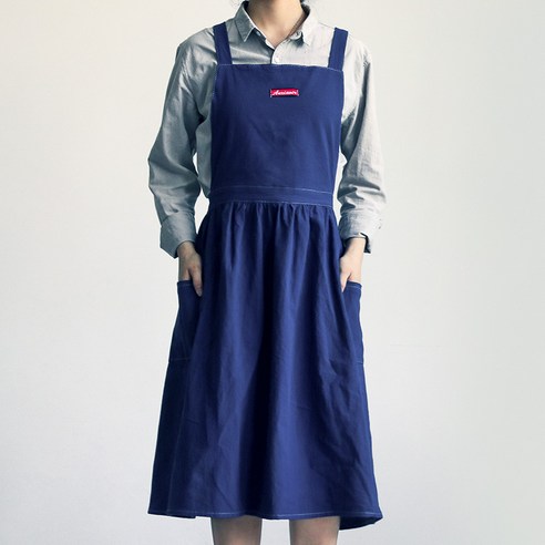 GU 앞치마 홈 주방 패션 맞춤 인쇄 로고 베이킹 우유 차 커피 숍 매니큐어 여성 작업복, 다크 블루