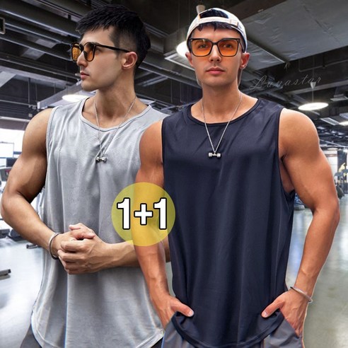 1+1 남성 머슬핏 메쉬 헬스 나시 스포츠 쿨링 민소매 운동복 나시티 2장 루나스타