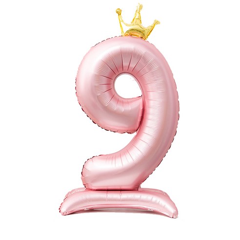 올리브파티 스탠딩 왕관 은박 숫자 생일 풍선 핑크, 숫자9, 1개
