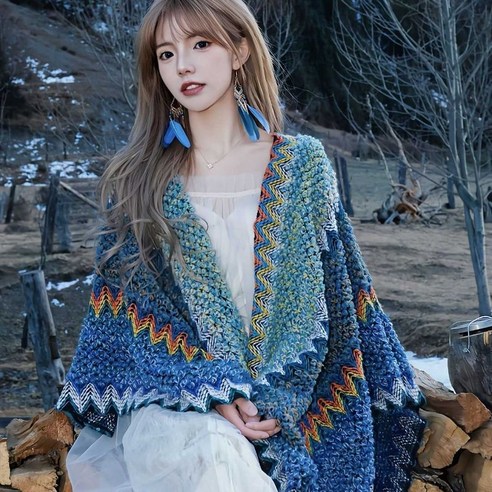 조아쏘 몽골판초 니트망토 담요 보헤미안 어깨숄 조아쏘 몽골판초 니트망토 담요 보헤미안 어깨숄