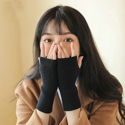 PCTN 사무실 겨울 손등토시 스마트폰 키보드 조작 방한 오픈핑거 손등장갑 골프겨울토시 손워머 방한손등장갑, PCTN 블랙, 1개
