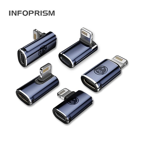 INFOPRISM / 애플 8핀 C타입 충전 데이터 전송 90도 각도 변환 꺾임 USB 젠더 (L형) IA-935, 1개, Model B
