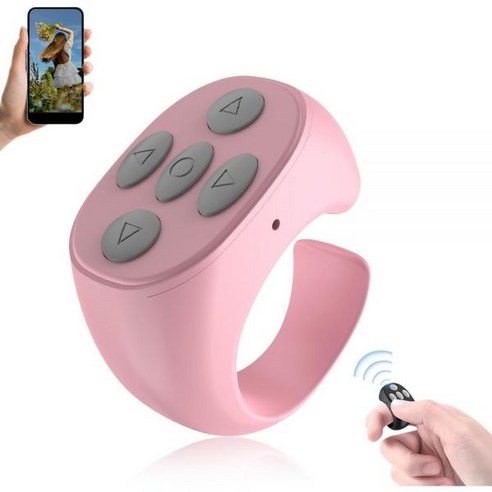 Remote Scrolling Ring for TikTok Page Turner Kindle App Fingertip Wireless Bluetooth Control Camer, Pink