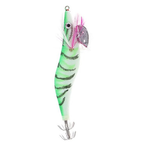 낚시 미끼 오징어 지그 후크 나무 새우 인공 스피너 미끼, 녹색, 11cm, 플라스틱