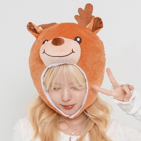 말랑마쥬 인생네컷 동물 캐릭터 모자 할로윈 파티 소품, 1개, 루돌프