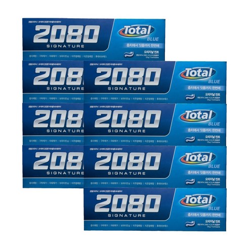 2080 시그니처 토탈블루 오리지날 민트 치약 125g x 8개 치주염 치은염 충치 예방 치태 치석 구취 제거