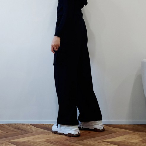 기모 스트링 주니어 와이드 카고 팬츠