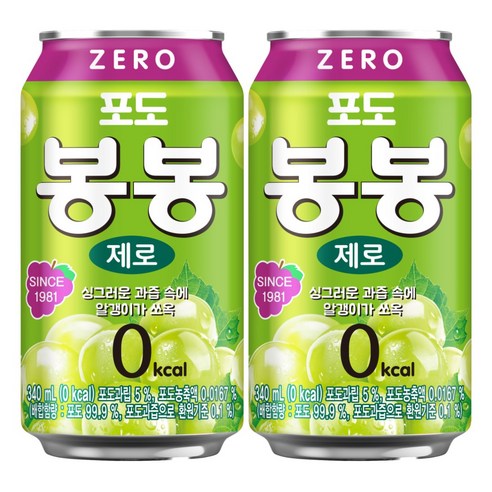 [본사직영] 봉봉 포도 제로 340CAN 4X6, 340ml, 12개