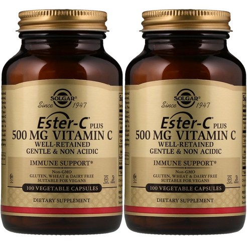 솔가 에스터-C 플러스 비타민 C 500mg 베지캡슐 글루텐 프리 비건 무설탕, 100개입, 2개