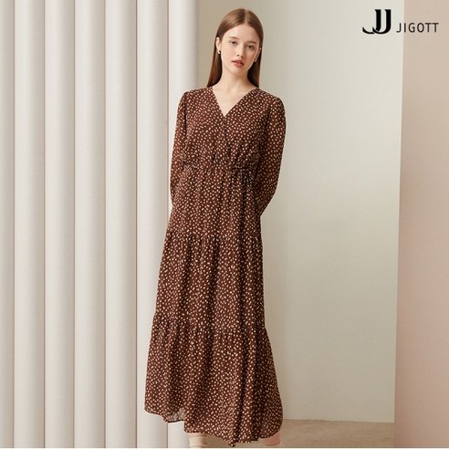 JJ지고트 사각 도트 쉬폰 티어드 원피스 GMAP0OPP4