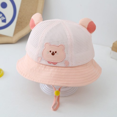 사랑스러운 아기 곰돌이 메쉬 벙거지모자: 햇빛으로부터 보호하고 스타일을 완성하세요!