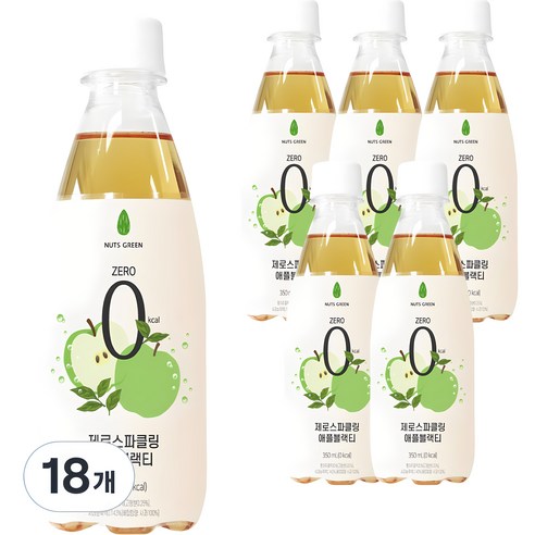 넛츠그린 제로스파클링 애플블랙티, 18개, 350ml