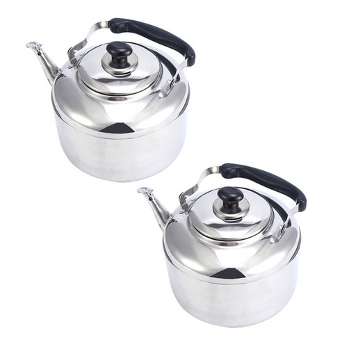 2x 스테인레스 스틸 휘파람 차 주전자 커피 주방 Stovetop 유도 4L, 설명, 실버