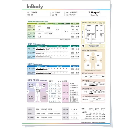 인바디J50 용지 결과지 종이 프린트 출력표 500매, 소아용 결과지(블루B) 500매, 블루