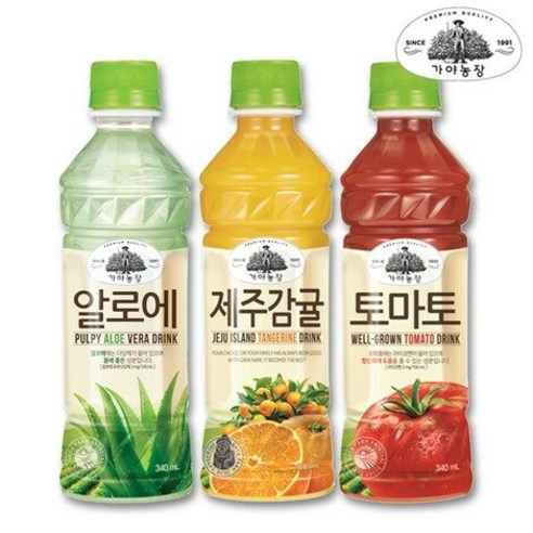 웅진식품 가야농장 제주감귤/토마토/알로에 340ml 24펫, 제주감귤 24펫