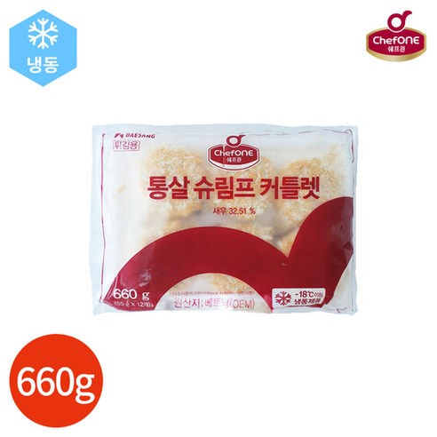 [KT알파쇼핑]쉐프원 통살 슈림프 커틀렛 660g, 1개