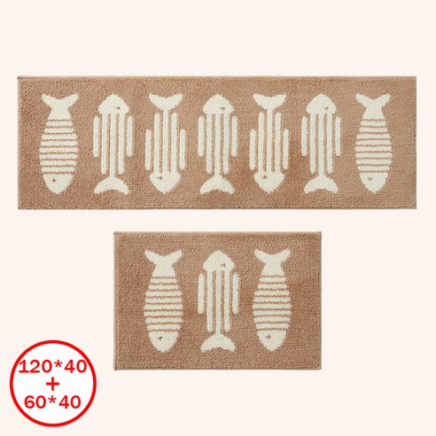 롱파일 주방매트 40x60cm+40x120cm 비보뉴, 베이지