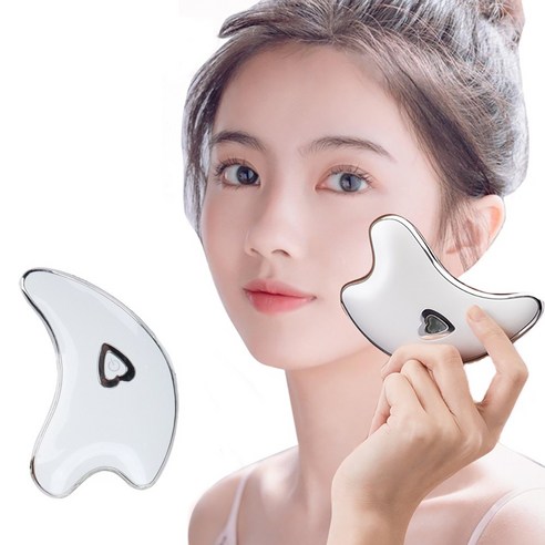 keka 얼굴 리프팅기 괄사 마사지기 온열케어 피부관리 붓기 제거 USB충전, 화이트, keka-4080