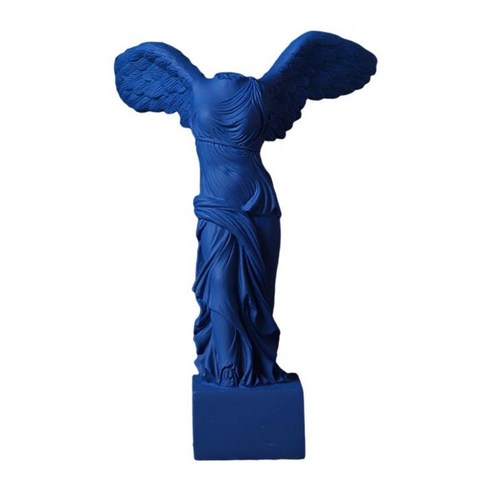 풍수 사모트라케 그리스 여신 동상의 날개 달린 승리 데스크탑 홈 장식 거실에 대한 수제 입상 폴리 수지 현재, 파란색