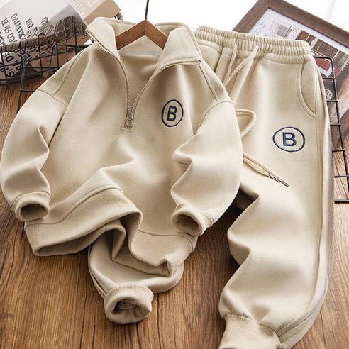 프링삐 아동 반집업 맨투맨 + 밴딩 조거 상하복 세트