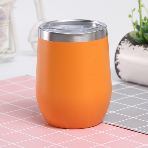 swig 계란 껍질 컵 스테인리스강 U형 계란 컵 이중 진공 배 큰 컵 와인 컵 선물, 오렌지, 12oz