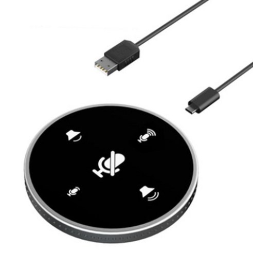 PC 노트북용 음소거 기능이 있는 무지향성 마이크가 포함된 USB 회의용 마이크, 검은 색, 808, 금속