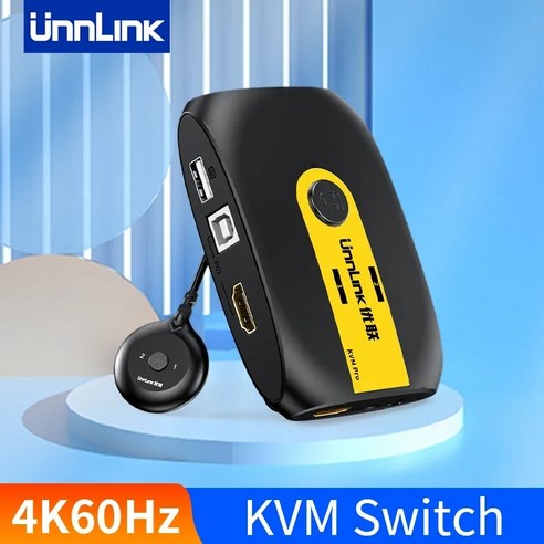 Unnlink HDMI KVM 스위치 확장기 포함 비디오 스위처 마우스 키보드 프린터용 노트북 공유 1 모니터 4 개 USB 20 11 4K60Hz, 2)No controller, 없음, 없음 노트북kvm