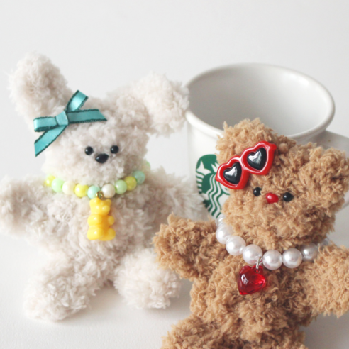 [1+1세트] LOGRO 모루인형 키링 만들기 세트 DIY 키트 [모든 재료 포함], 브라운+베이지, 1개