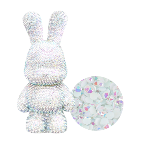 하루클래스 3D 보석 십자수 DIY 구슬 비즈 캐릭터 액세서리 만들기, 토끼 저금통, 1개, 화이트