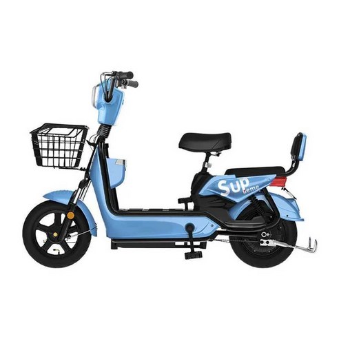 전기 자전거 자토바이 배달 스쿠터 배터리 바이크 출퇴근 전동, 12ah, A. 블루+헬멧