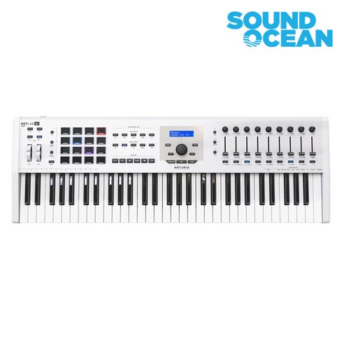 아투리아 KeyLab 61 mkII mk2 ARTURIA 키랩 61 고급형 미디 컨트롤 마스터 키보드 건반, KeyLab 61 MK2 White, White, 1개