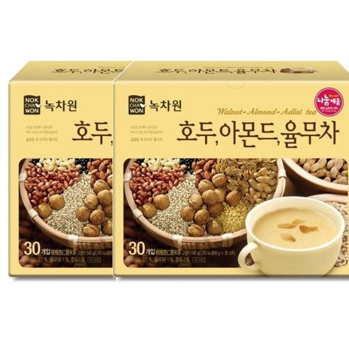 녹차원 호두아몬드율무차 30스틱x2개 [인기있는] [맛있는] 1세트, 15세트