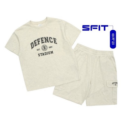 에스핏 중계점 25년 여름신상품 대전 막~시작! 반팔카고 4부 세트 (멜란지 오트밀) SJZ304MKTR12 #시원한 면소재 #여름용# 데일리 #남여공용