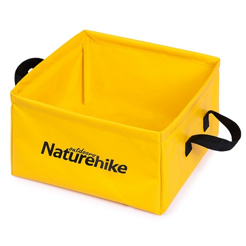 NatureHike Foldable Basin 휴대용 여행 접는 양동이 대용량 야외 세탁 분지 사각형 양동이 노란색, 하나, 보여진 바와 같이