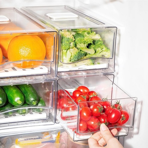 CROTOLO 2팩 투명 서랍형 냉장고 수납함 과일/채소용 냉장고 정리함 다용도 냉장고 정리 용기, 배수판이 포함되어 있습니다